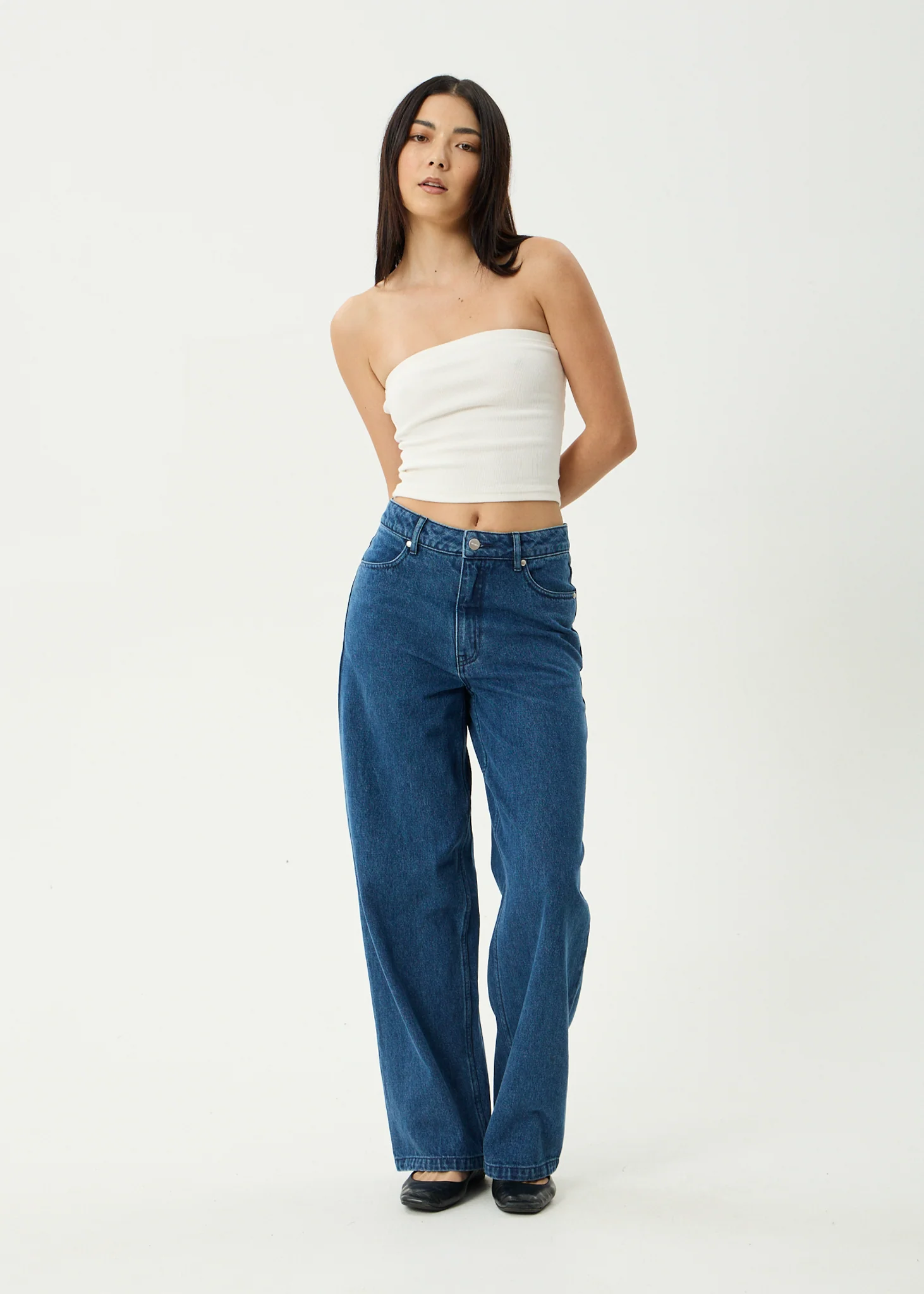 AFENDS Womens Bella - Denim Wide Leg Jean - Authentic Blue