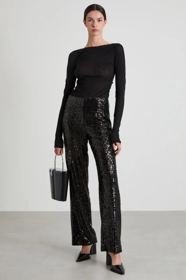 T-shirt with ruching - BLACK