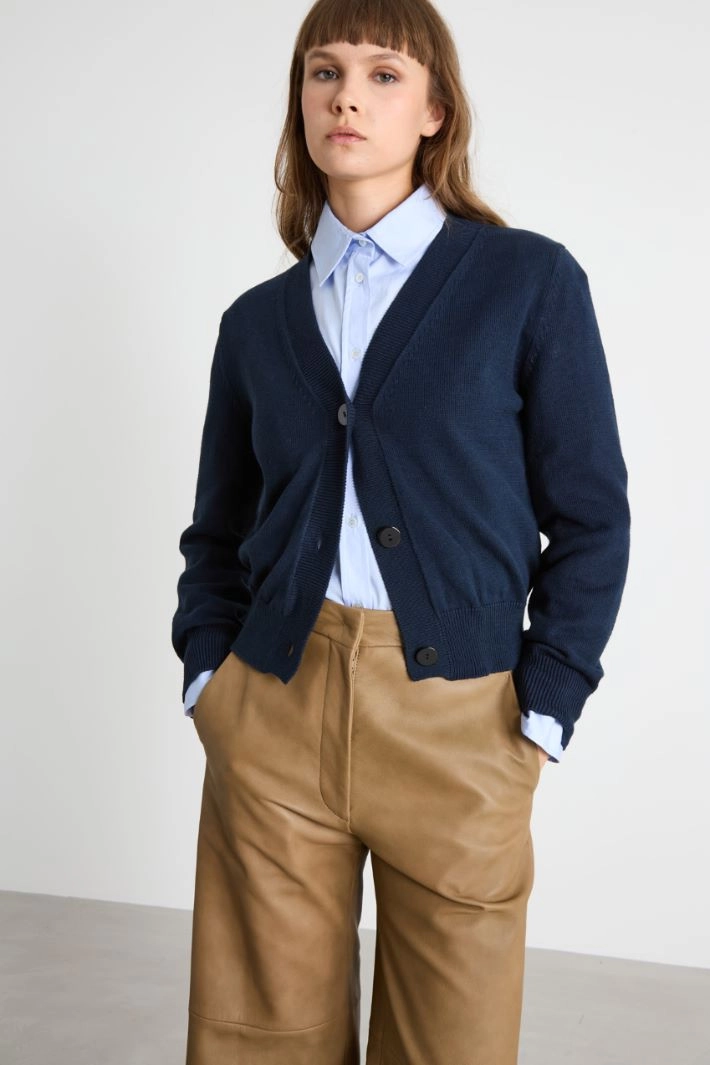 Cotton cardigan - DARK BLUE