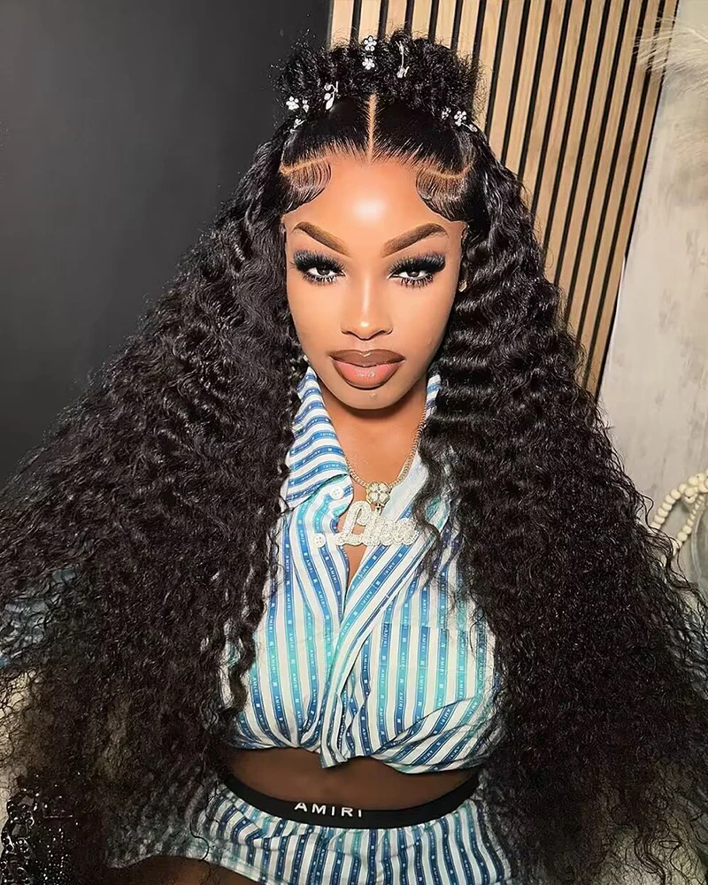 Ophirawig 360 Full Lace Glueless Jerry Curly Wig Invisi Drawstring Natural Black Pull & Go
