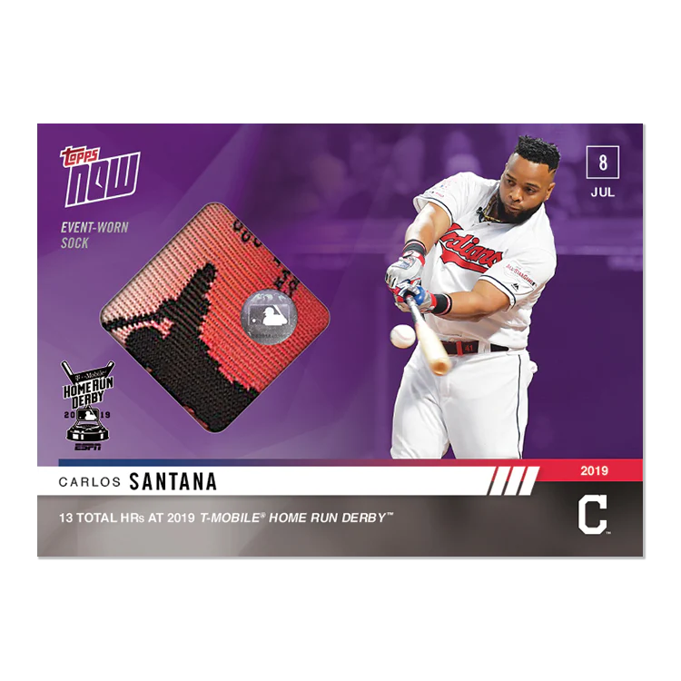 Sock Relic # to 25 - Carlos Santana - MLB TOPPS NOW® Card HRD21B