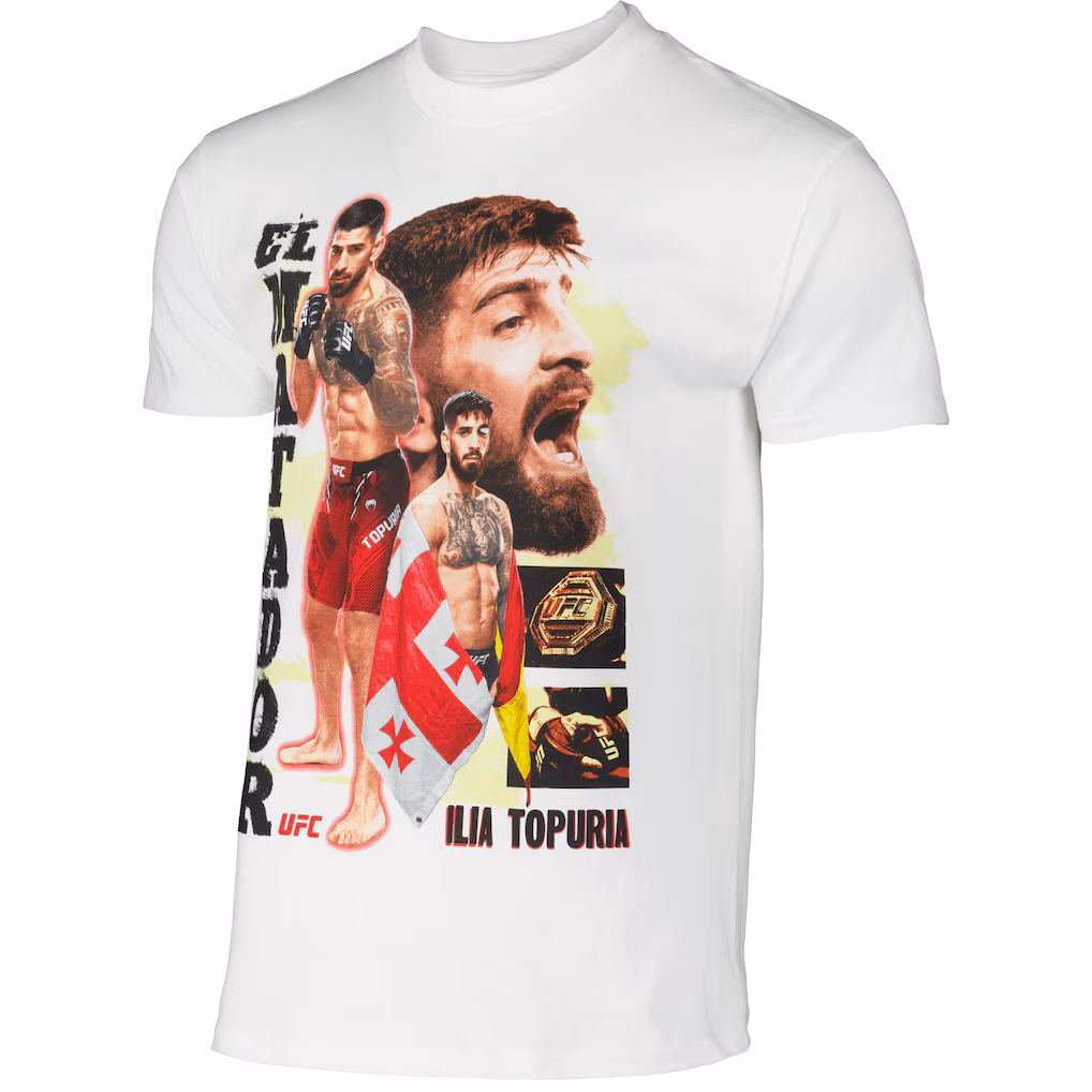 Men's UFC White Ilia Topuria  Matador T-Shirt