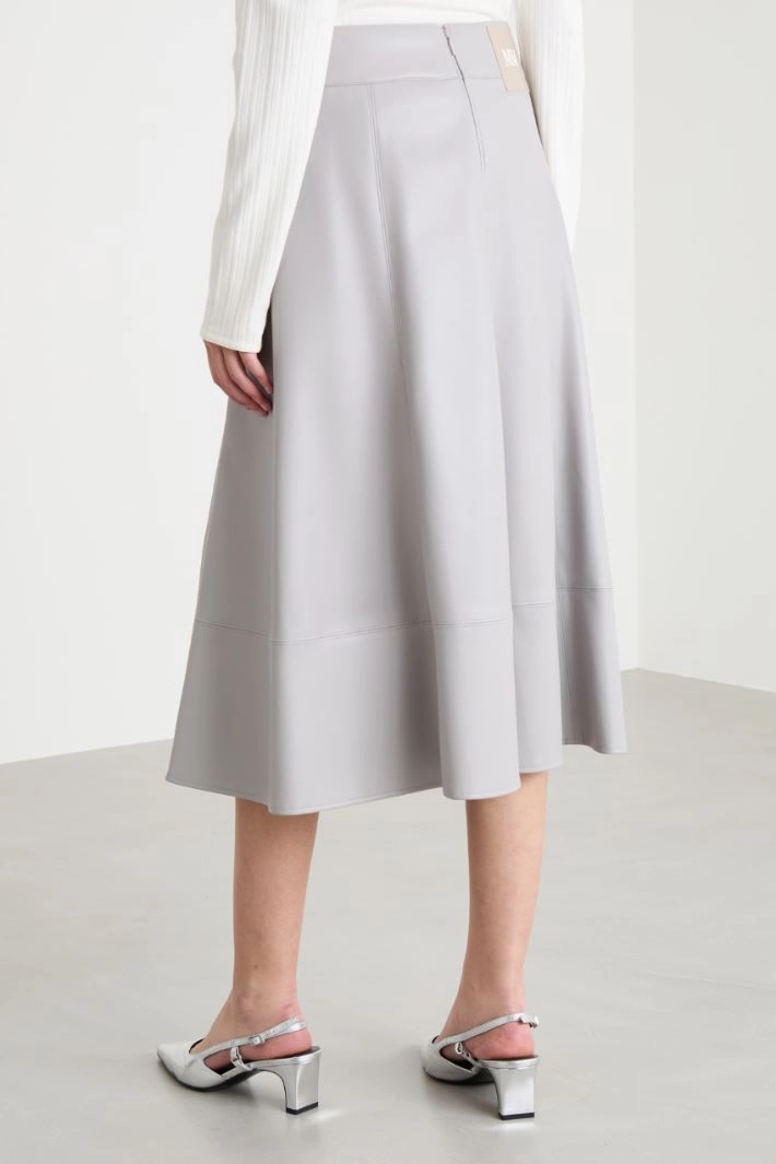 A-line skirt in coated fabric - GREY