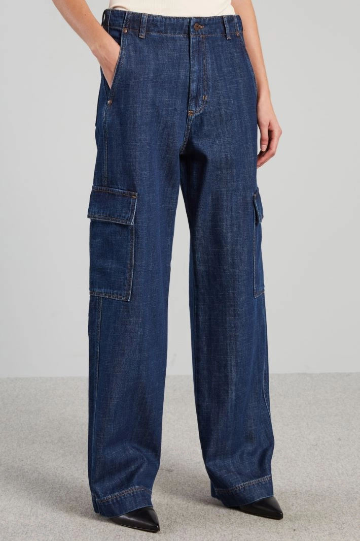 Jeans with pockets along the legs - DENIM BLUE