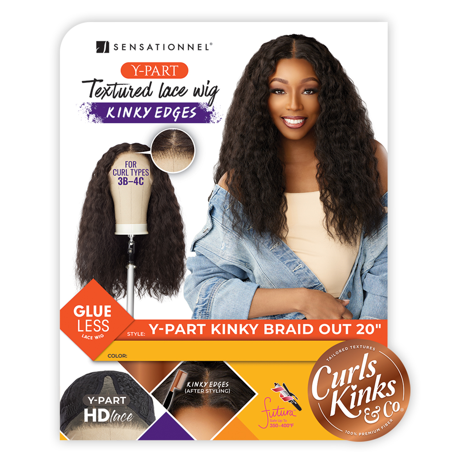 Sensationnel HD Lace Front Wig Curls Kinks N Co Glueless Kinky Edges Y-Part Kinky Braid Out 20