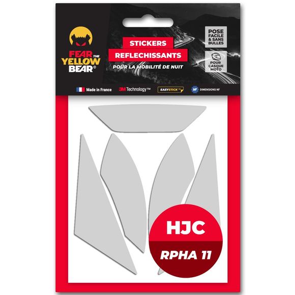 Fear The Yellow Bear REPLICA HJC RPHA11 Reflective Stickers - WhiteRef: FYB0015