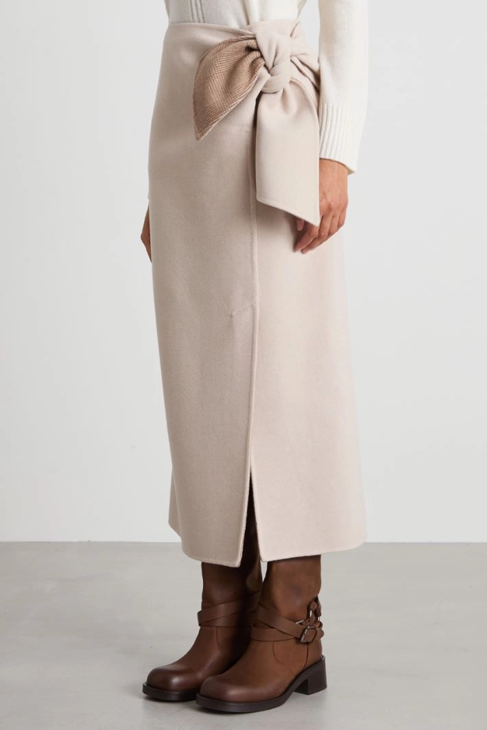Wool and cashmere midi skirt - DOVE GREY