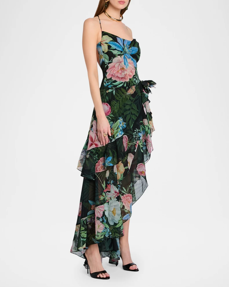 Samara Ruffled Silk Chiffon Dress