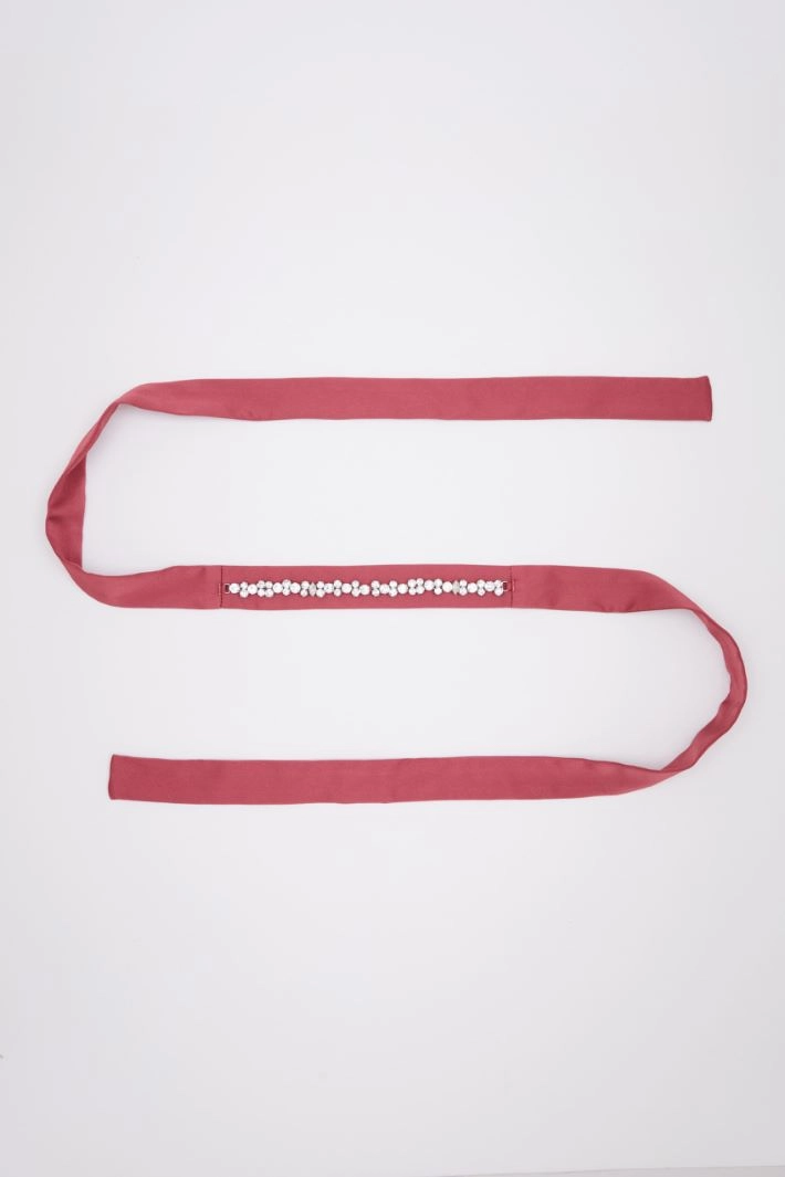 Bejewelled satin belt - FUCHSIA