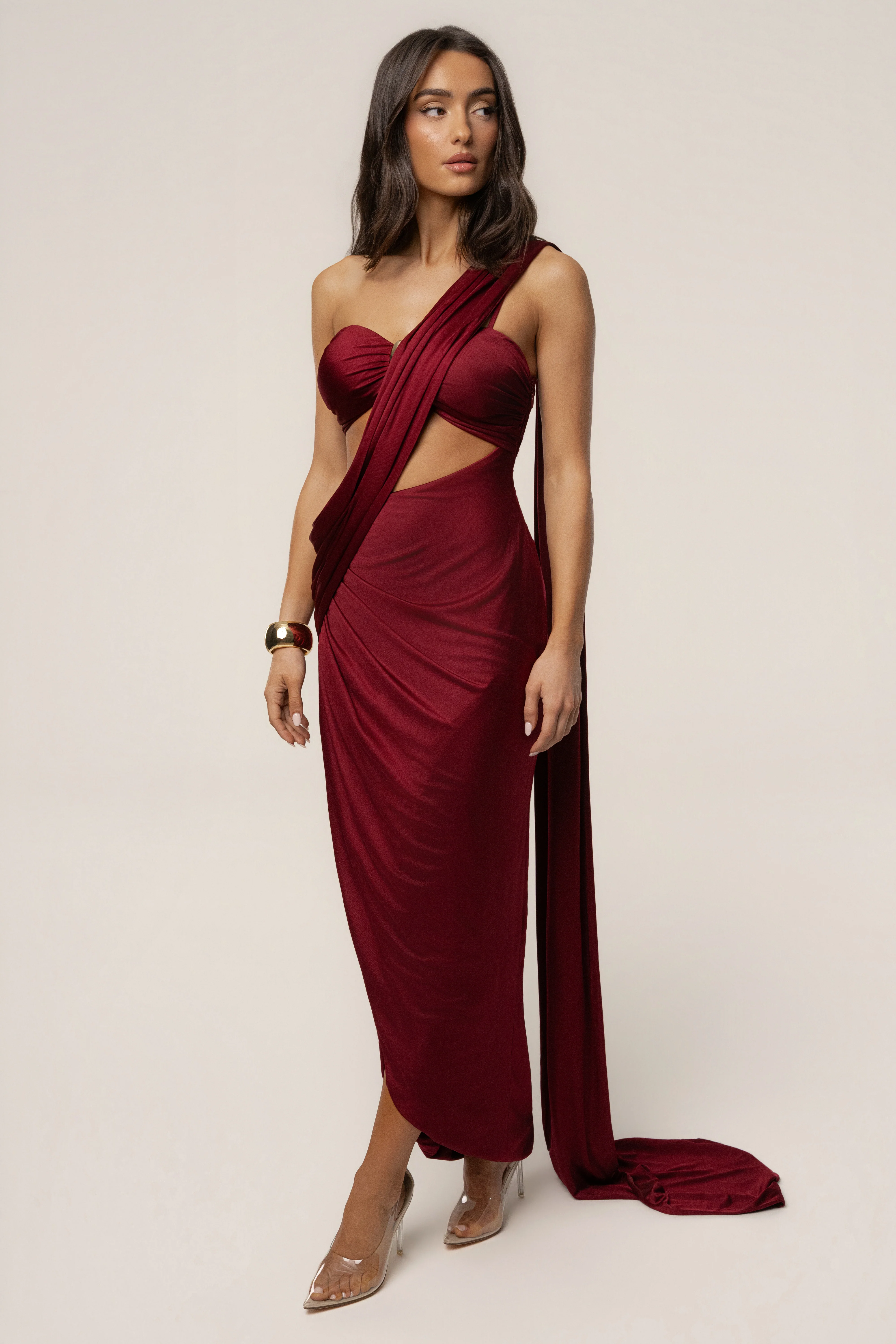 Burgundy Love And Legacy Draped Dress