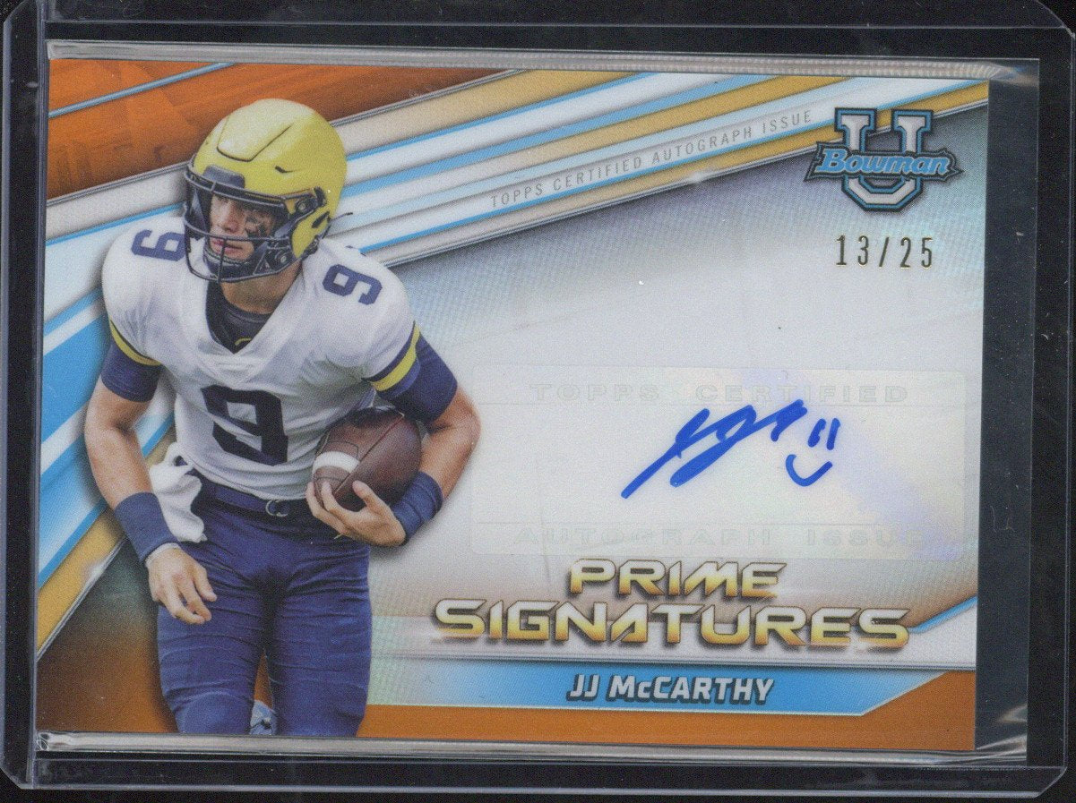 2022 Topps Bowman University Football Prime Signatures JJ McCarthy Autograph /25