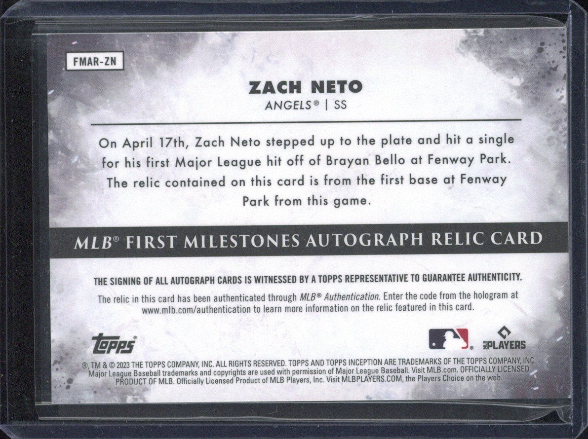 2023 Topps Inception MLB Zach Neto First Milestones Autograph Relic /99 #FMAR-ZN