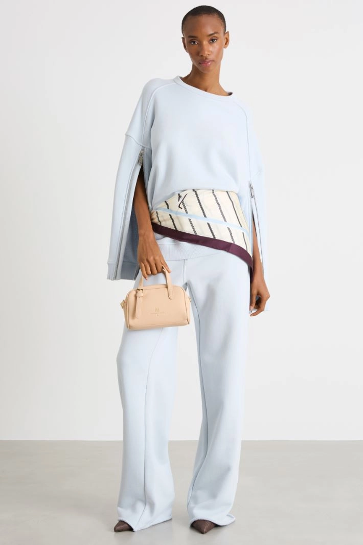 Zipped-sleeve oversized sweatshirt - LIGHT BLUE