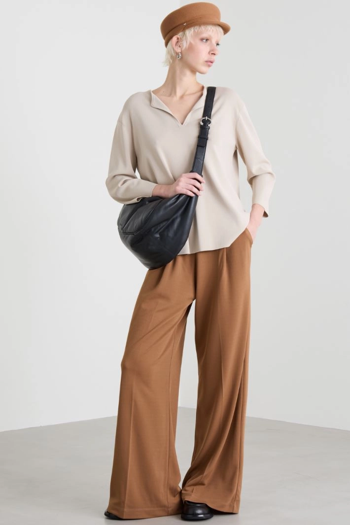 Viscose crepe sweater - SAND