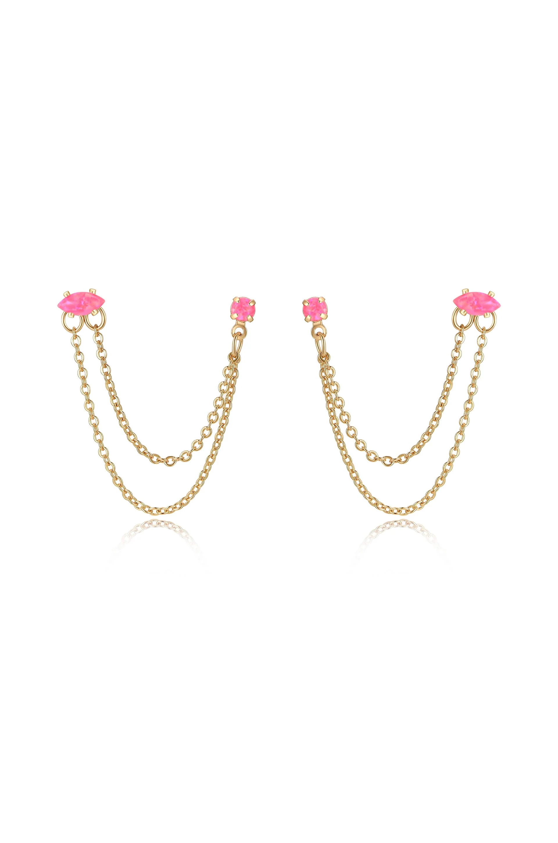 Double Piercing Chain Dangle Earrings