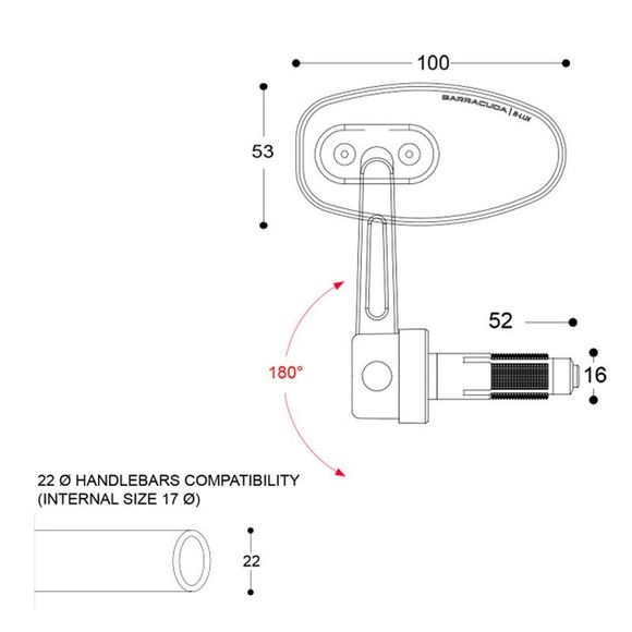 Rétroviseur Barracuda SKIN-R BAR END (la paire) Universel - NoirRef : BAR0112 / N2000-SRB