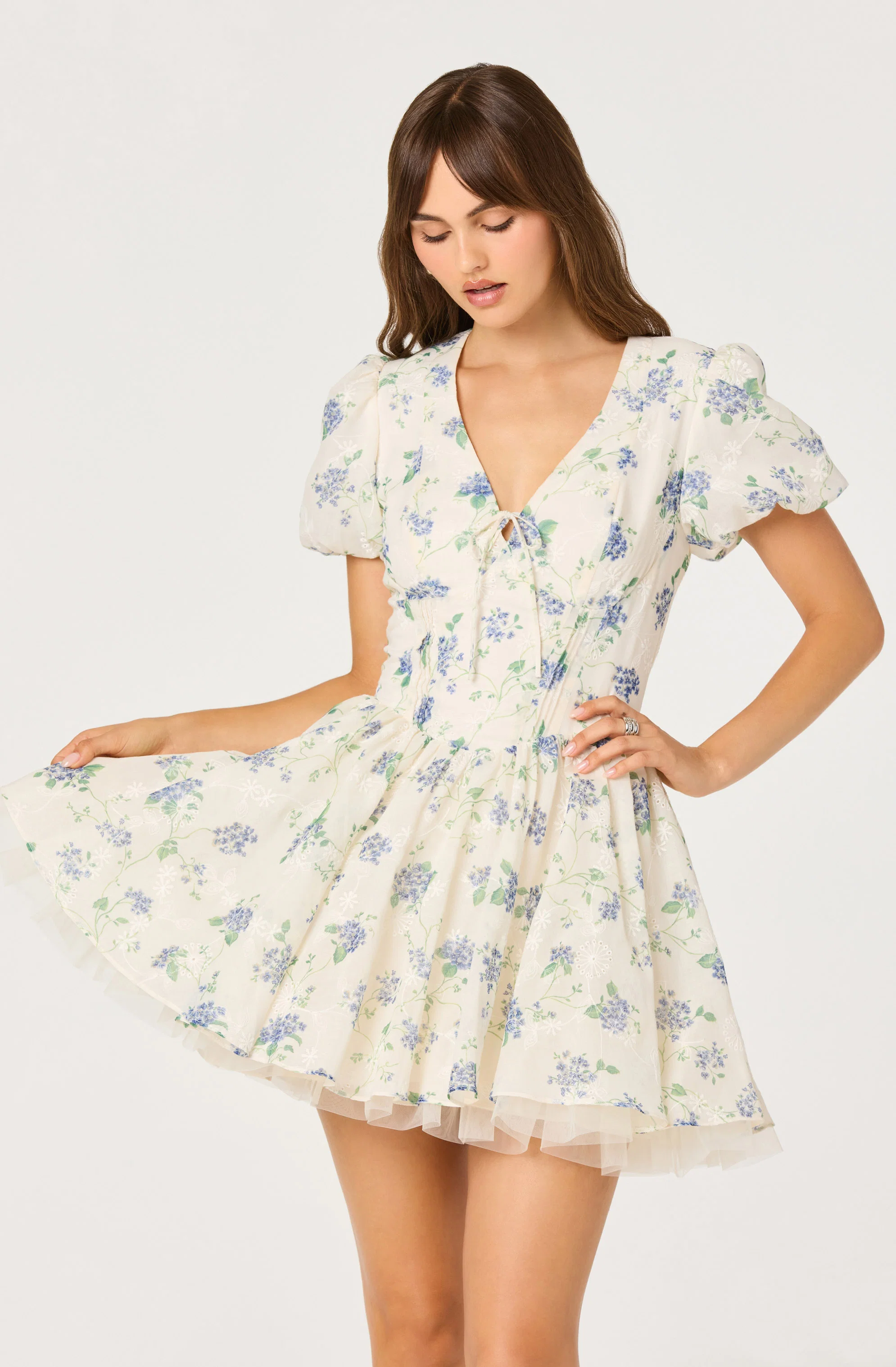 Sommer Floral Puff Sleeve Mini Dress