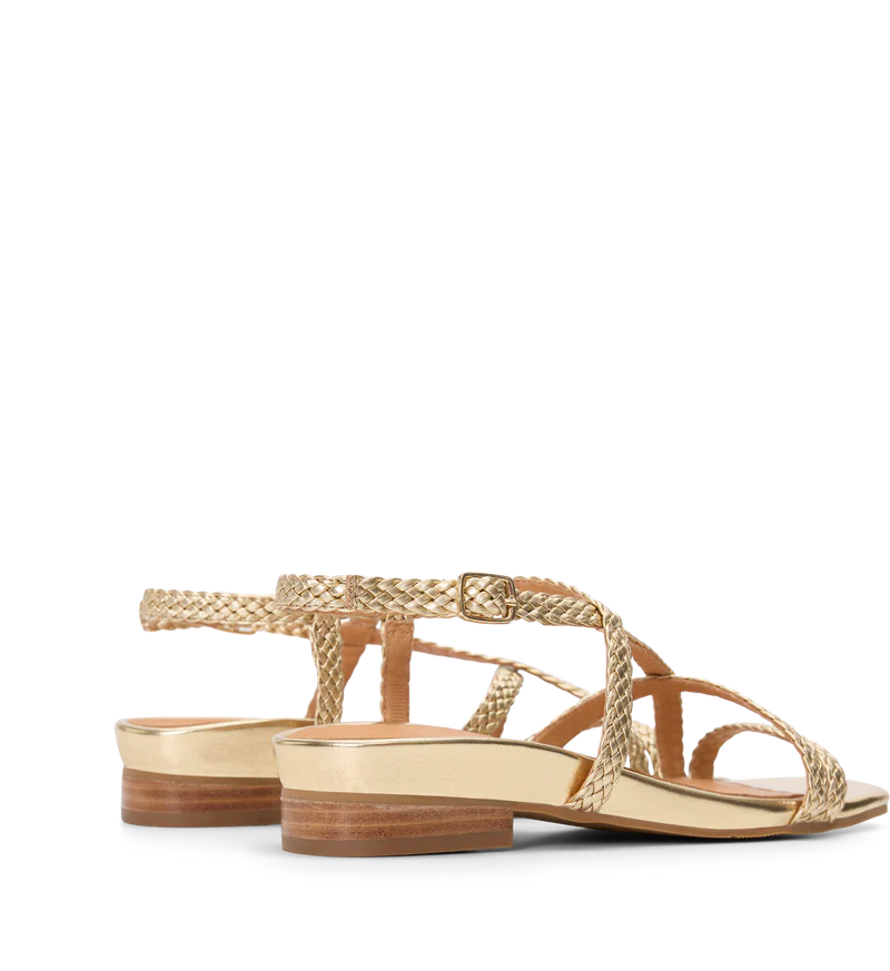 Wrentit Gold Woven Leather Sandals | Bared Footwear