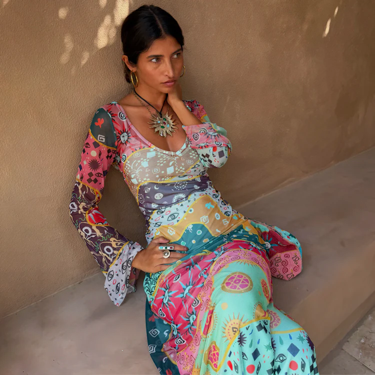 Pastel Morocco Mesh Vivi Dress