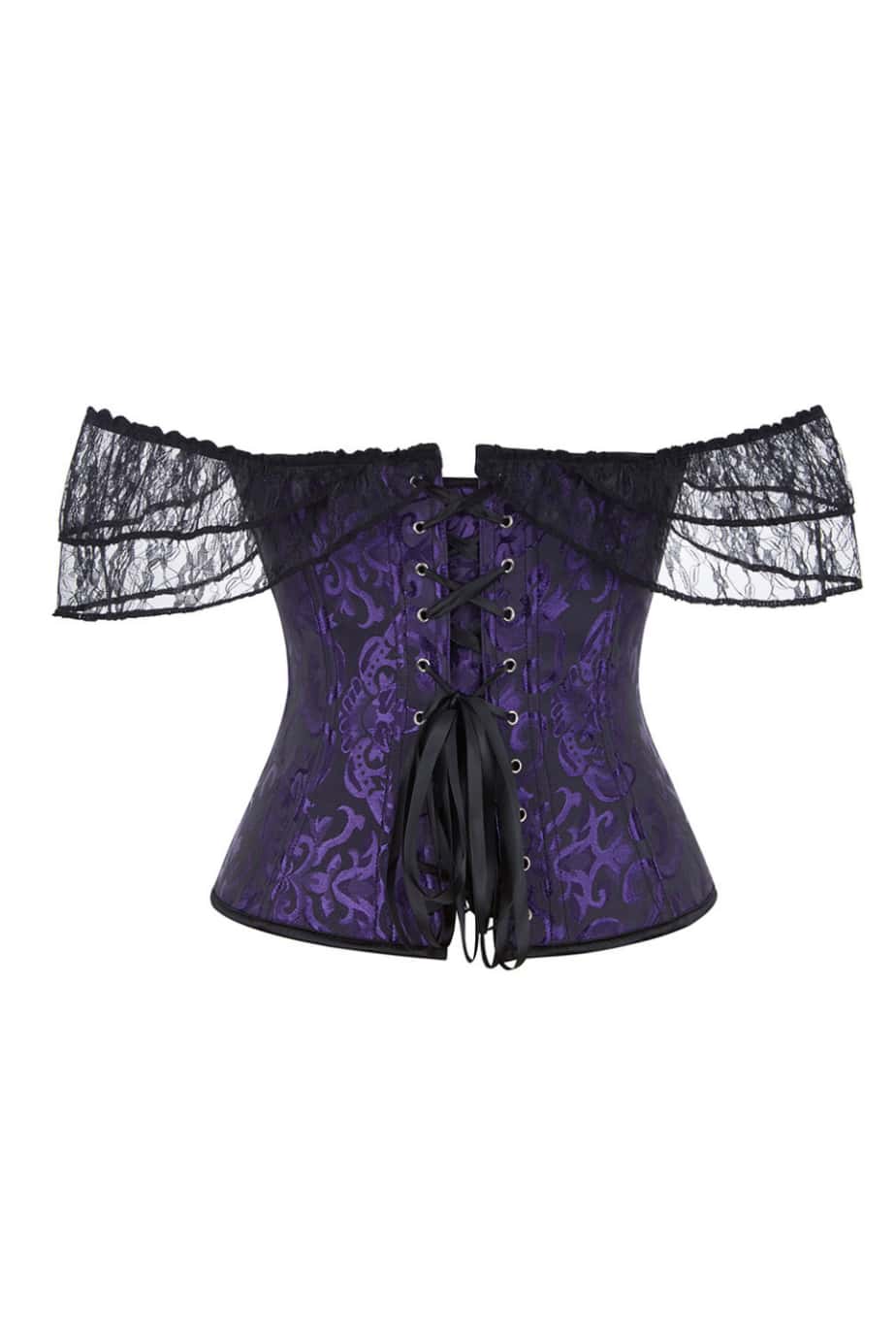 Black Off the Shoulder Purple Corset