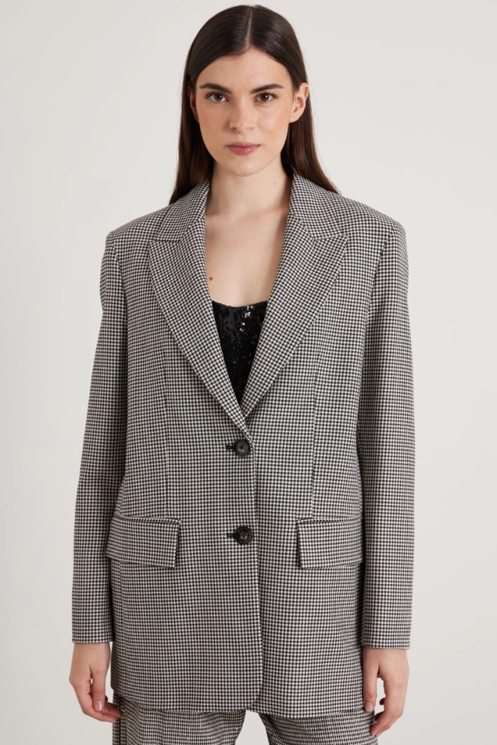 Straight-fit blazer - BLACK WHITE