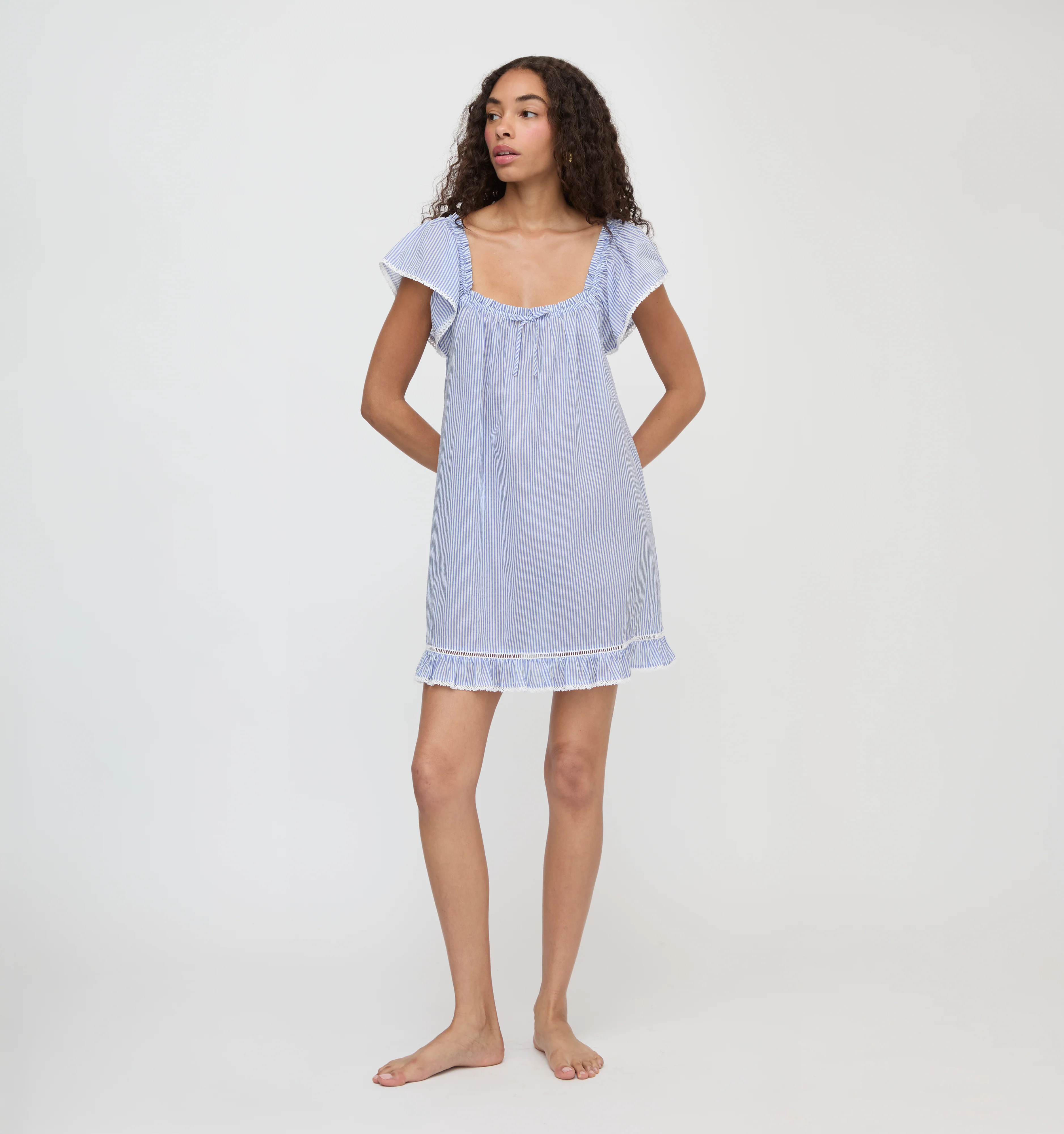The Lucinda Nightgown - Blue/White Stripe