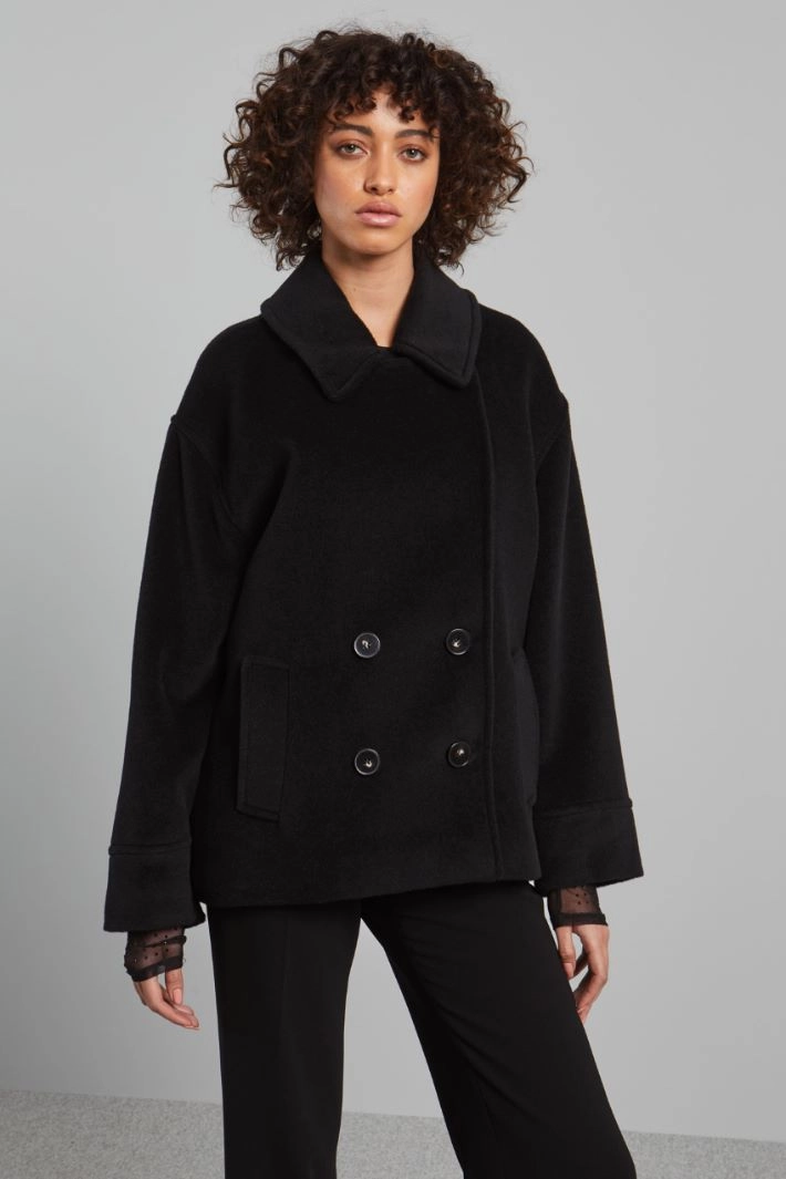 Beaver pea coat - BLACK