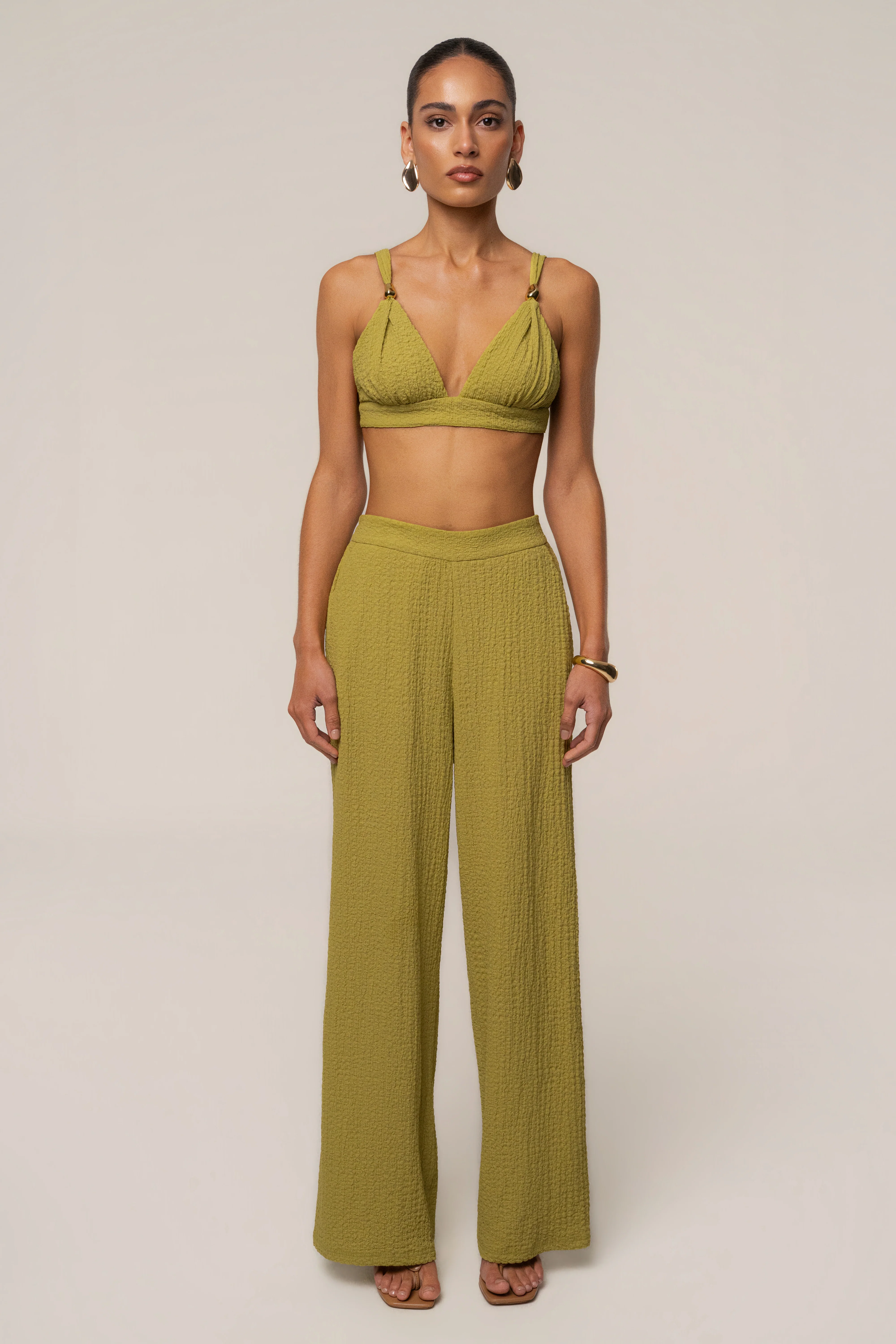 Lime Dockside Crepe Knit Bralette