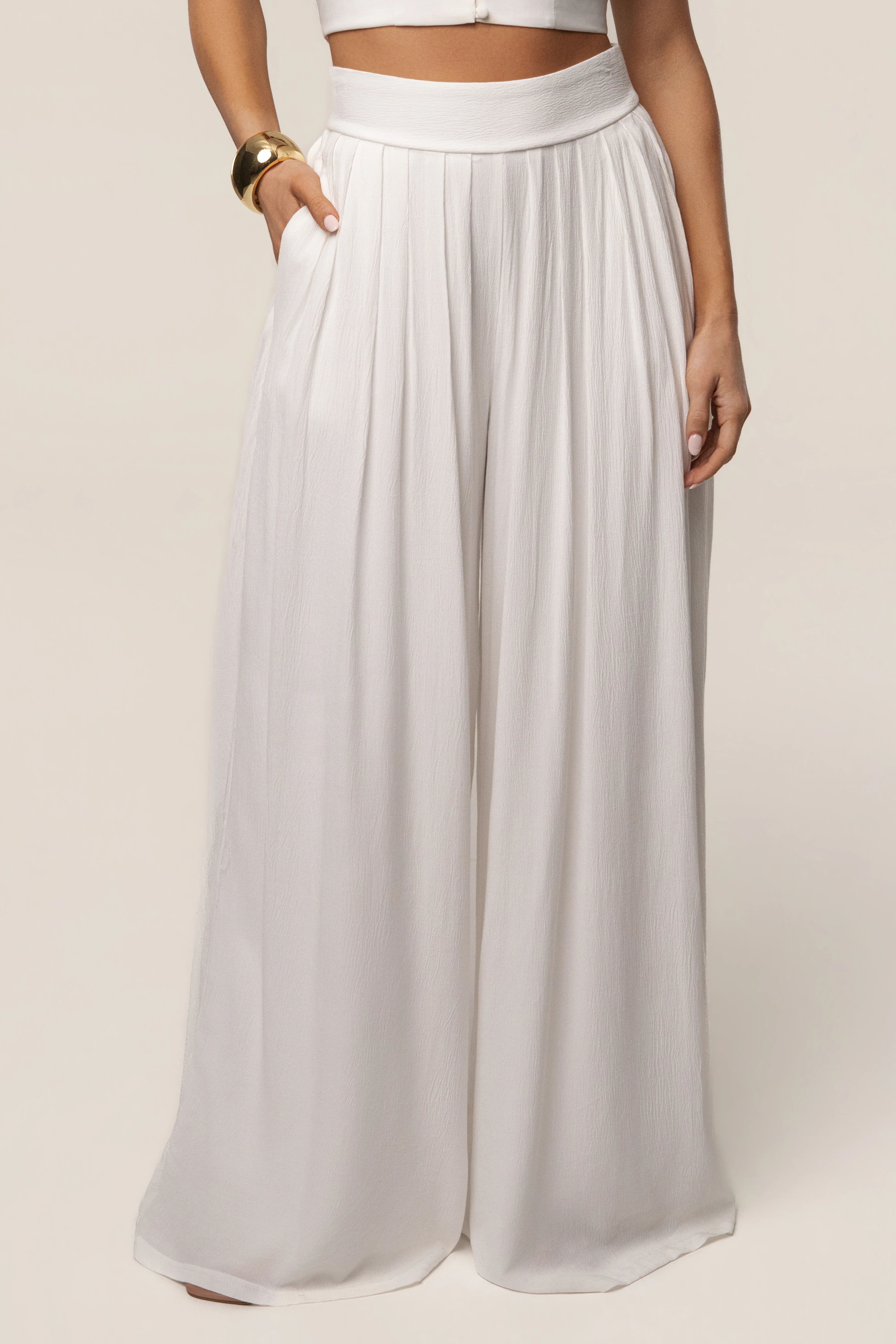 White After Sunset Pleated Pants