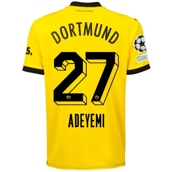 Borussia Dortmund Karim Adeyemi Home Jersey w/ Champions League Patches 23/24 (Cyber Yellow/ Black)