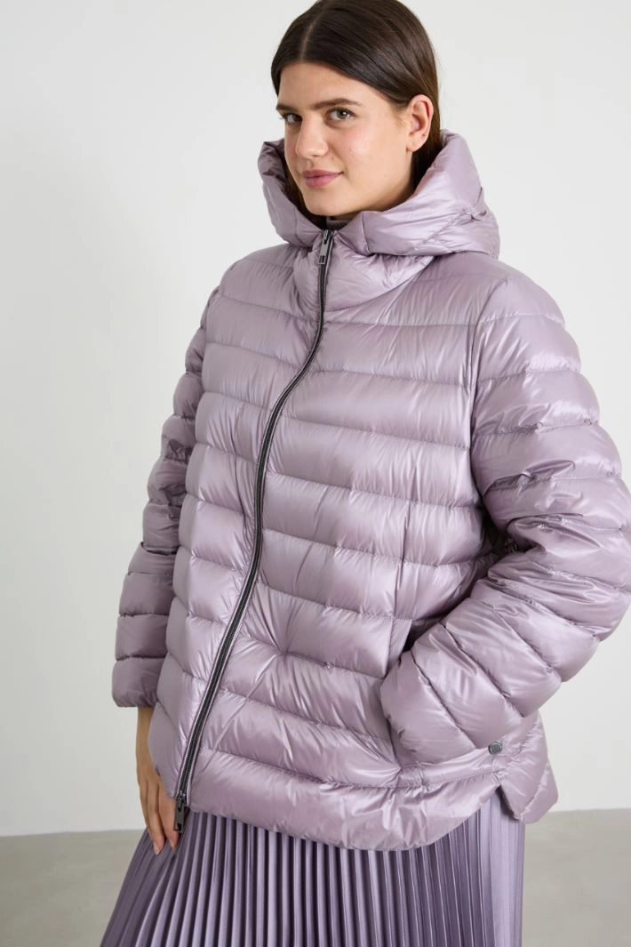 Quilted flared down jacket - LILAC