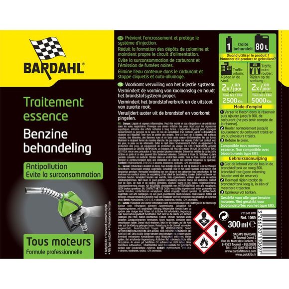 Nettoyant carburateur Bardahl pour carburant essence UniverselRef : BDH0004 / 1069