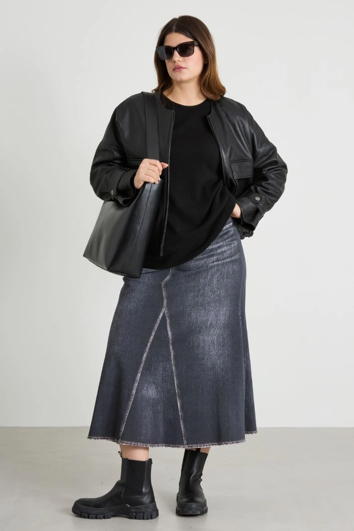 Printed jersey fleece skirt - BLACK