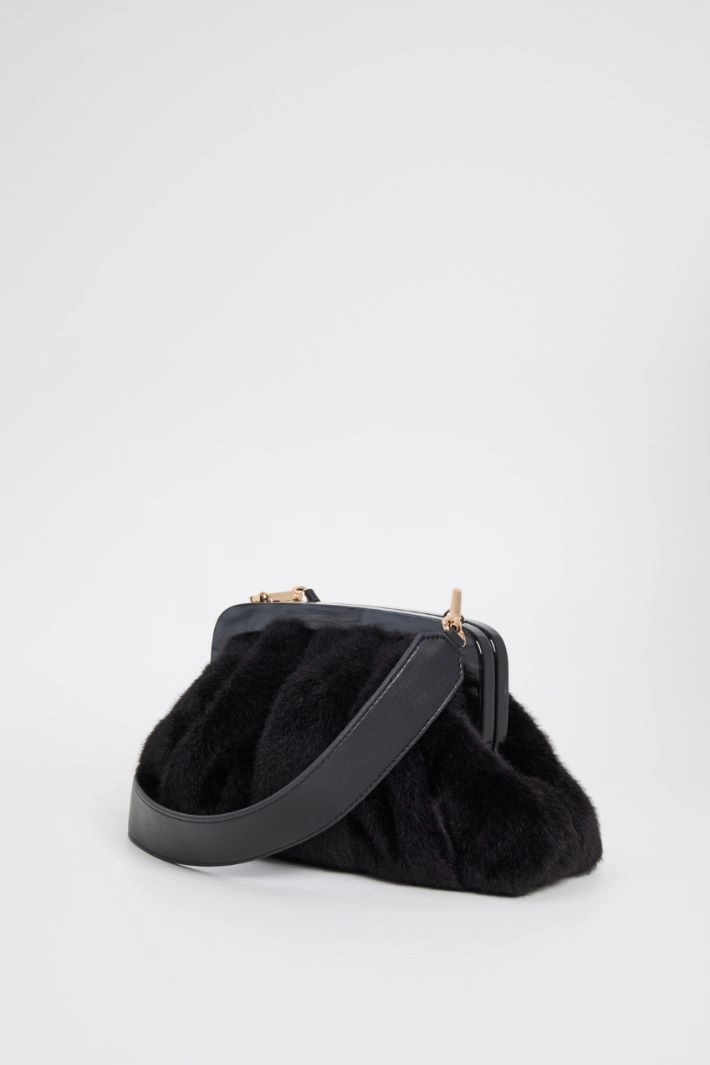 Plush-effect bag - BLACK