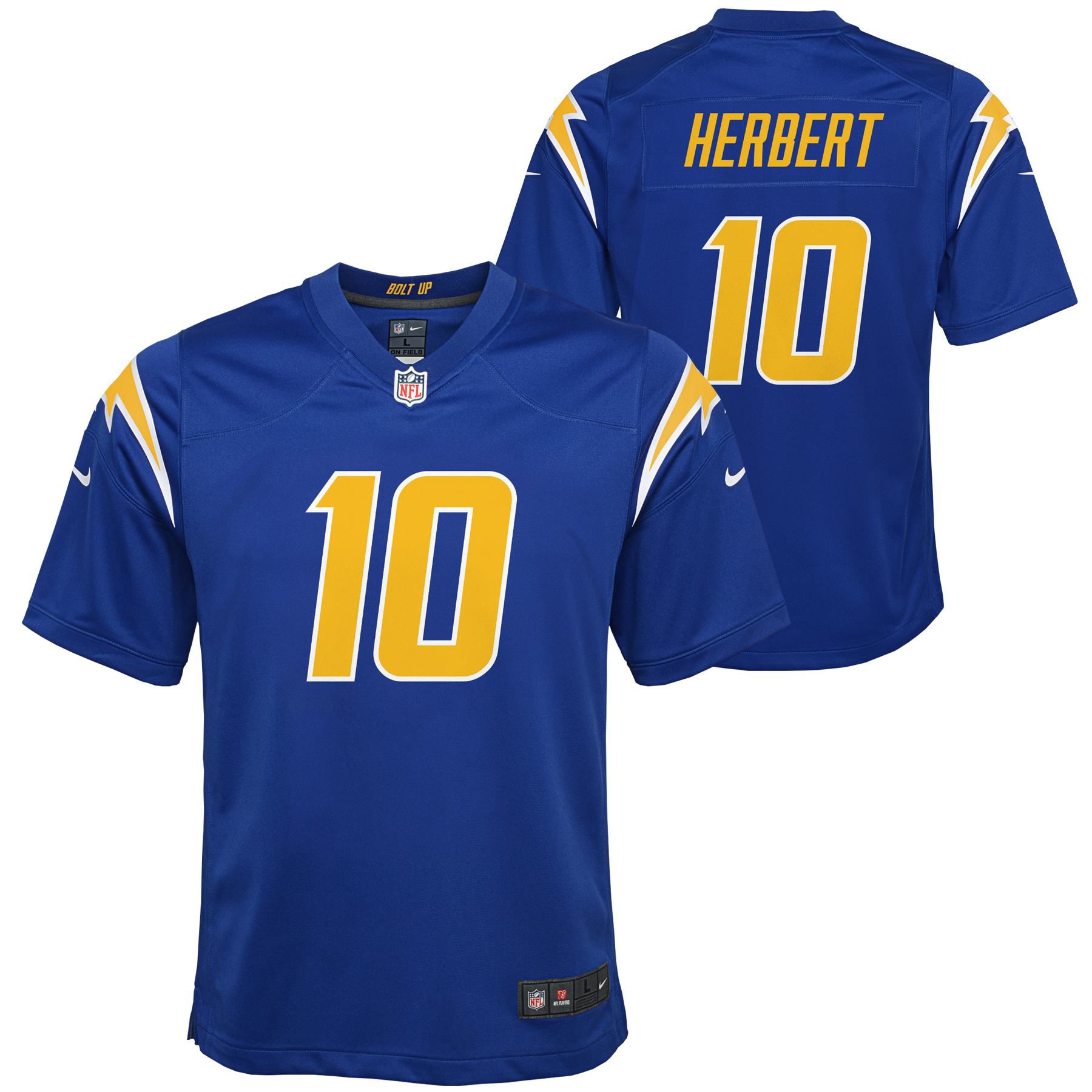 Justin Herbert #10 Los Angeles Chargers Color Rush Football NFL Jersey Blue (YOUTH)