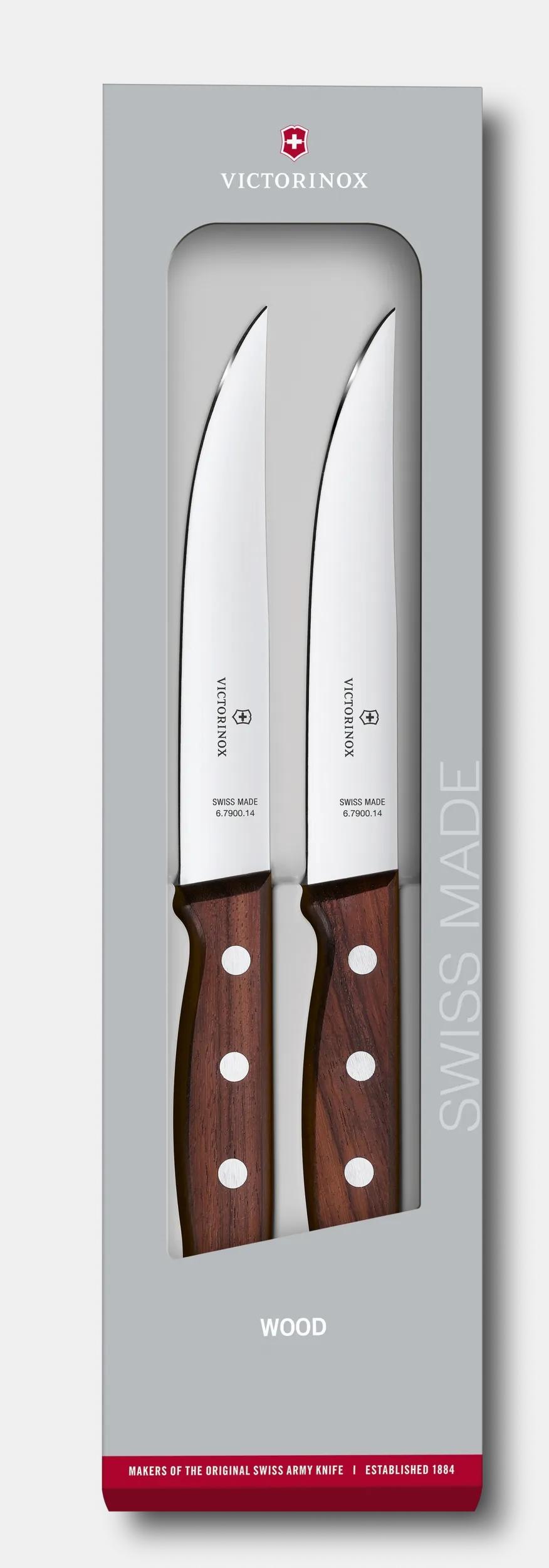 Wood Steak Knife Set, 2 pieces, 14 cm