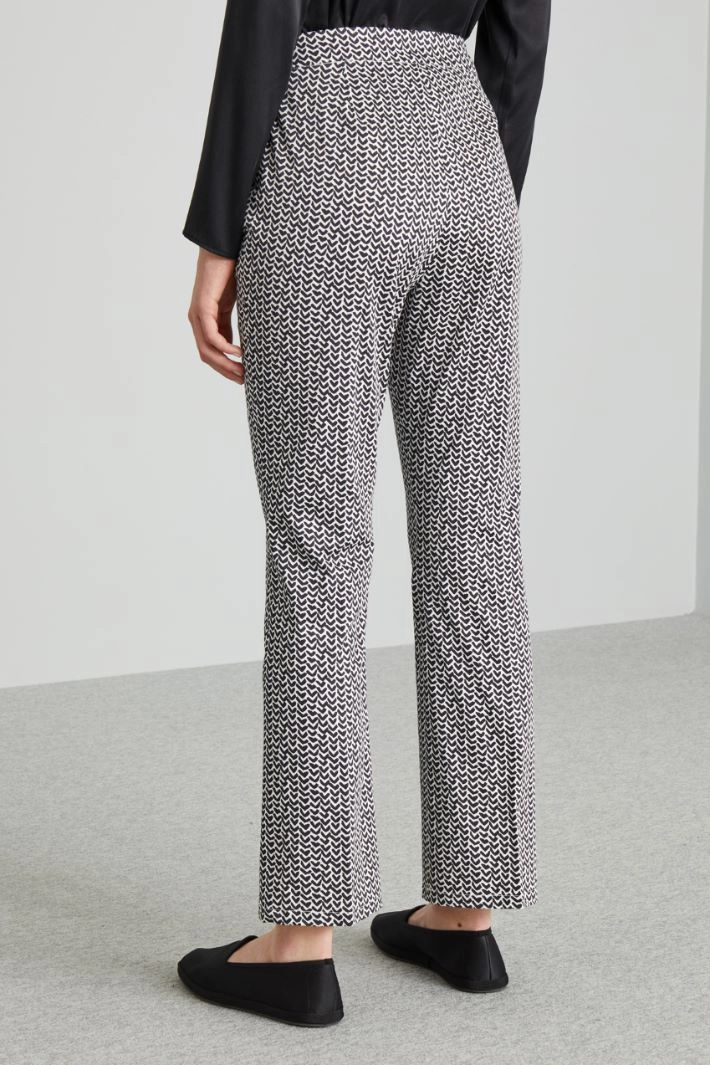 Cotton satin trousers - BLACK WHITE