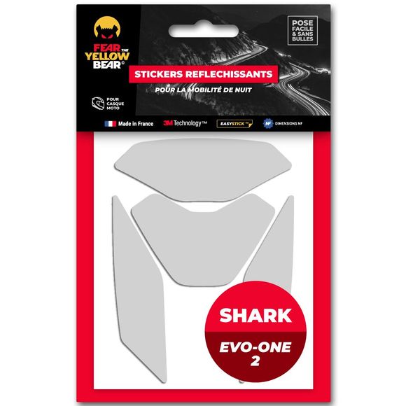 Fear The Yellow Bear Reflective Stickers REPLICA SHARK EVO ONE 2 - WhiteRef: FYB0019