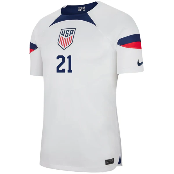 United States Authentic Match Timothy Weah Home Jersey 22/23 (White/Loyal Blue)