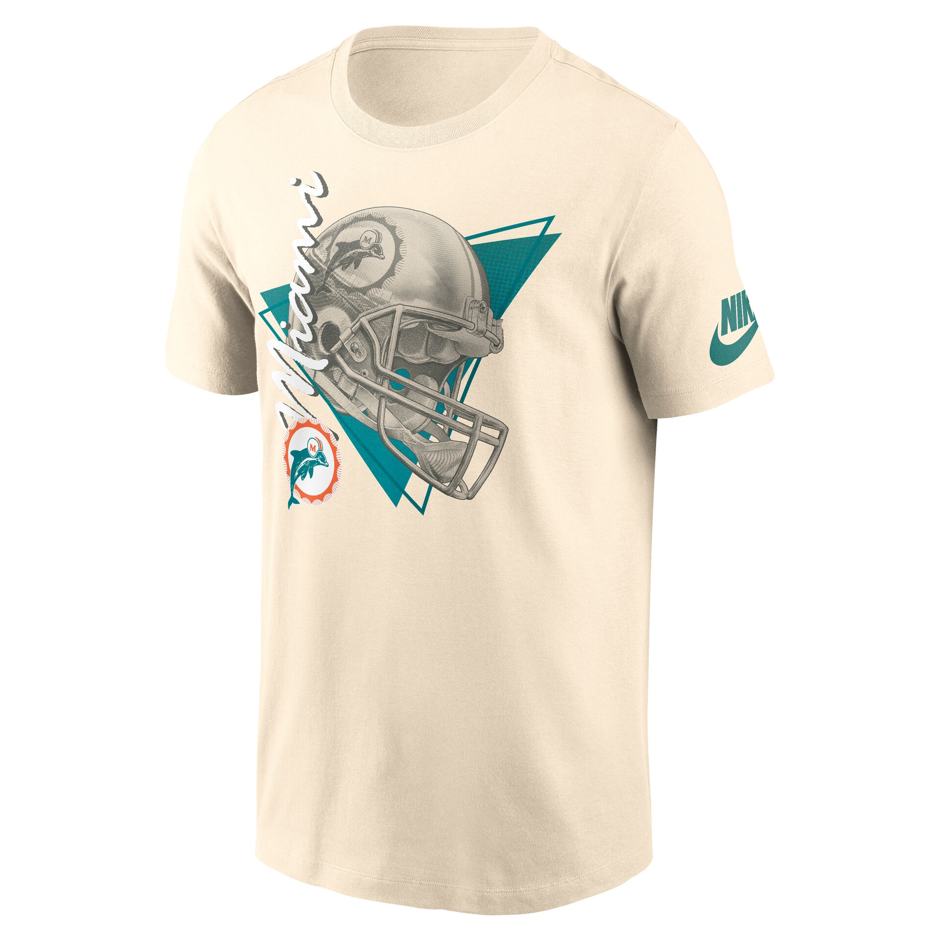 Miami Dolphins Rewind Helmet Essential NFL T-Shirt Cream