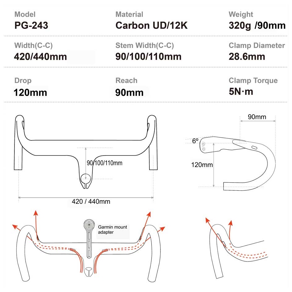 Progress PG-243 Handlebar-Stem-Unit - Road | UD Carbon | 1 1/8