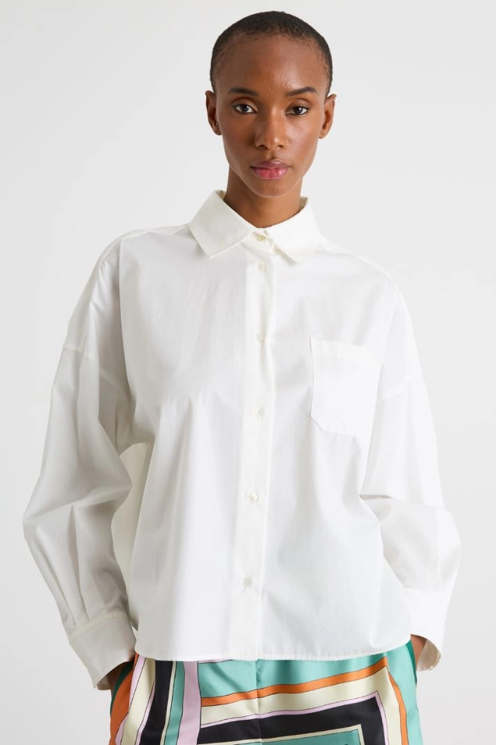 Oversized poplin shirt - WHITE