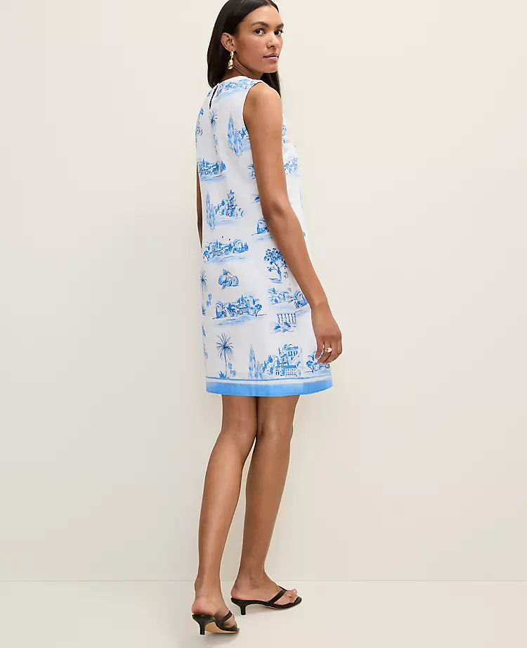 Weekend Toile Shift Dress in Linen Blend