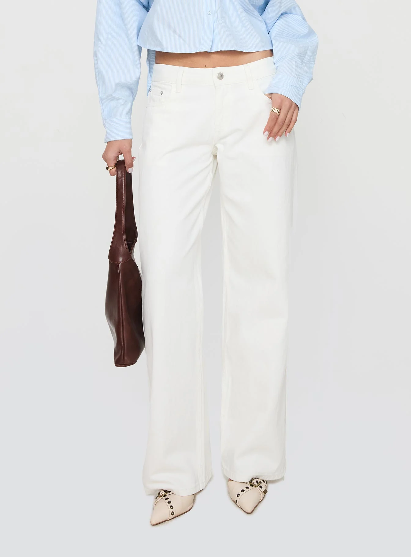 Ellanor Low Rise Straight Leg Jeans White Petite