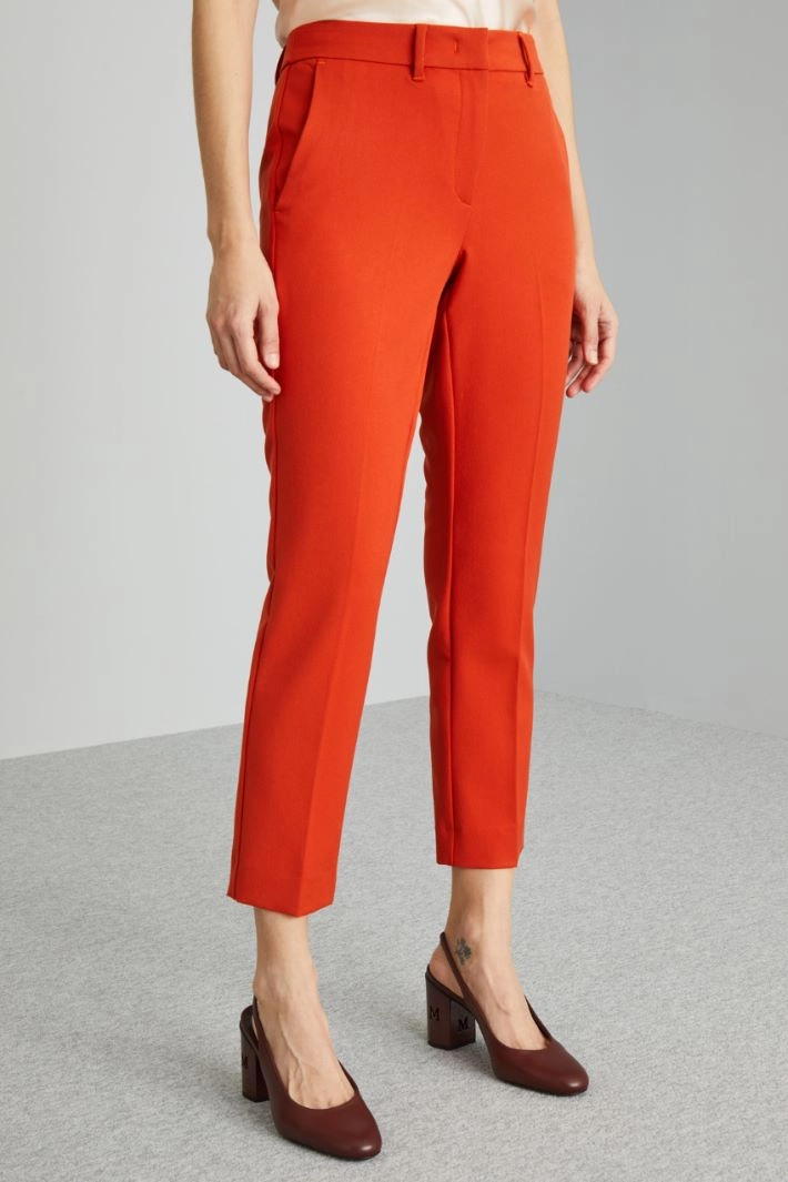 Viscose blend cigarette trousers - ORANGE