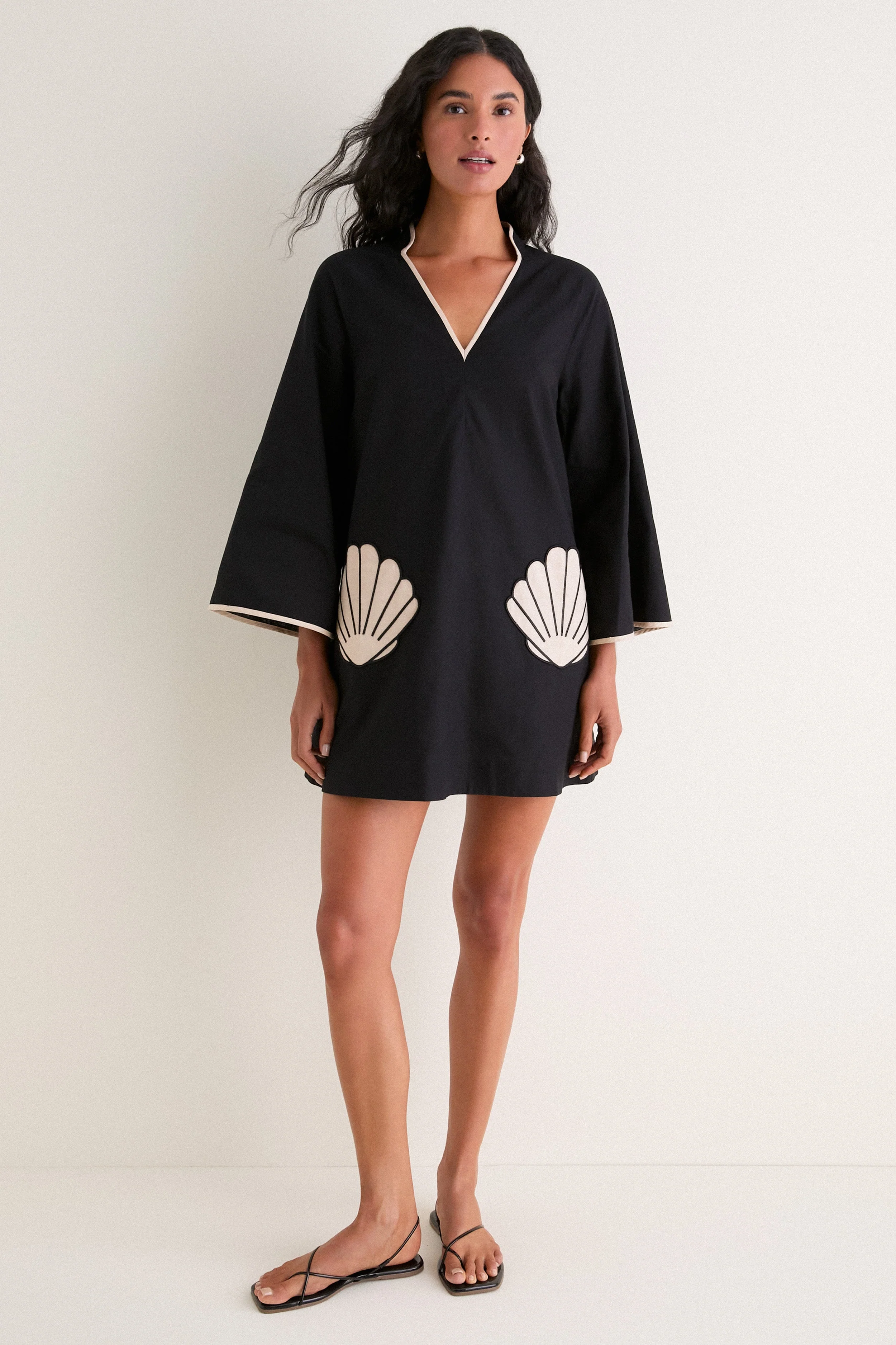 Black & Tan Seashell Oceana Mini Dress