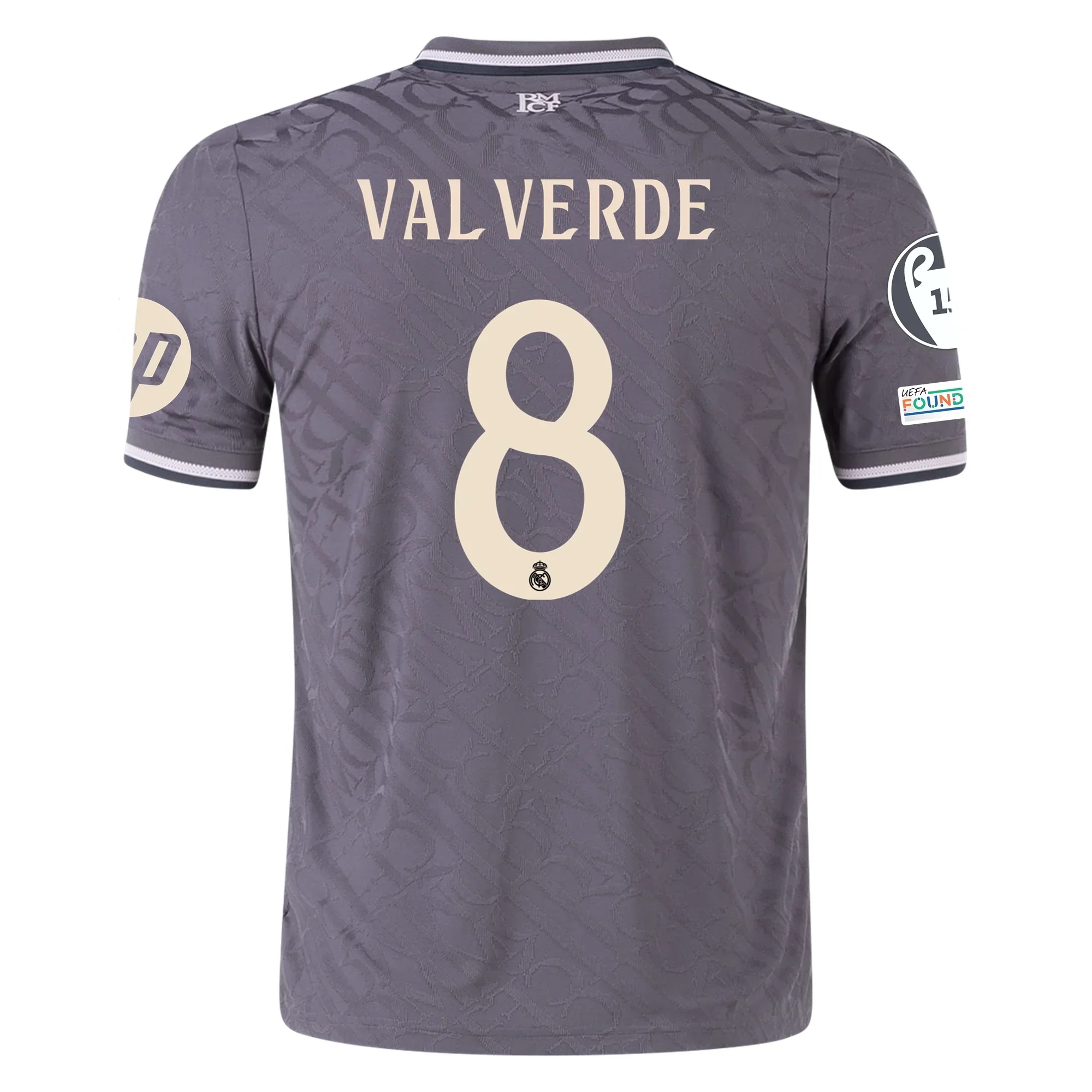 Real Madrid Authentic Federico Valverde Third Jersey w/ Champions League Patches 24/25 (Charcoal)