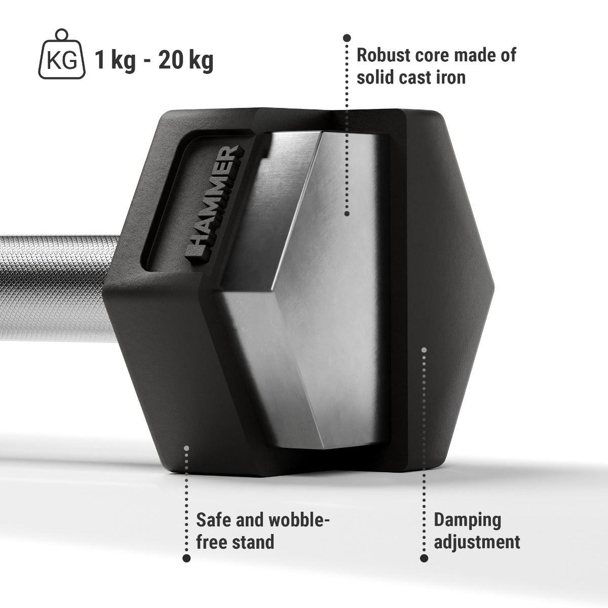 Hexagon compact dumbbells PRO 1 - 20 kg