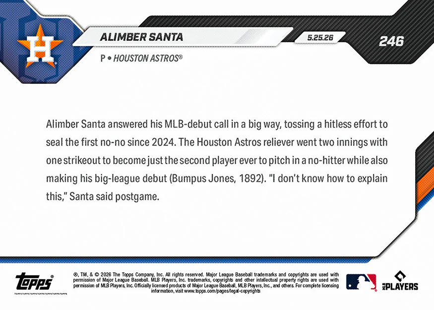 Alimber Santa - 2026 MLB Topps NOW® - Card 246