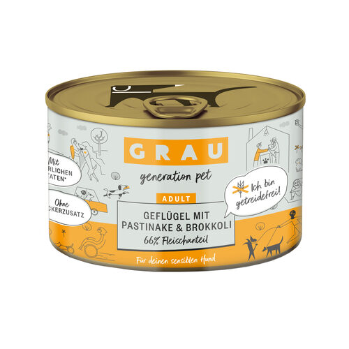 Grau Adult Dog Food - Beef, poultry and 4 vegetables - Tin - 6 x 200g